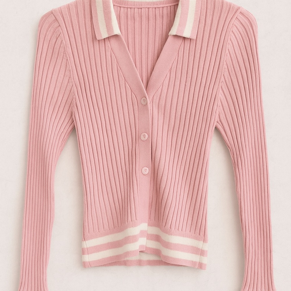 Forever 21 Pink Ribbed Cardigan Sweater